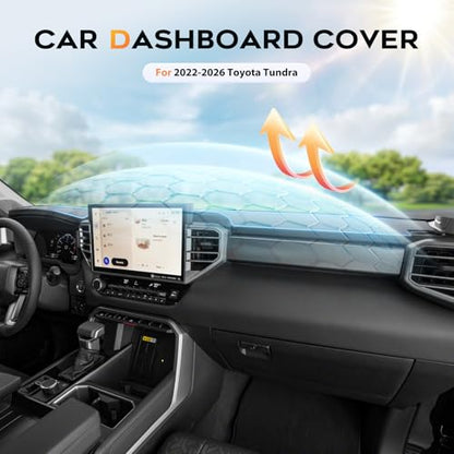 Upgraded Gray Dashboard Cover for 2022-2026 Toyota Tundra Accessories,Custom Fit Dash Cover Mat Carpet Sunshade Pad UV Protection Anti-Glare Non-Slip【Sensor Friendly】 - size: 22+Tundra Dash Cover(Gray)
