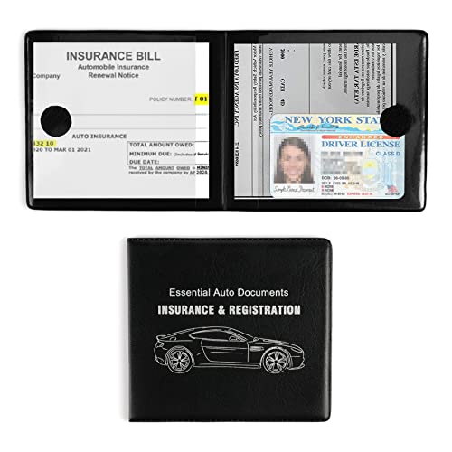UYYE Car Registration and Insurance Card Holder, Vehicle Glove Box Car Organizer, Interior Car Accessories for Documents, Cards, License - 2 Pack - color: black1