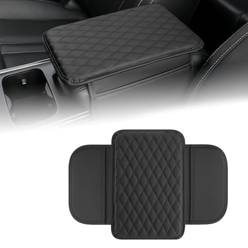 Arm Rest Cover for Car, Leather Padding Center Console Cover with 2 Storage Bags, Reduces Elbow Pressure Vehicle Armrest Protector, Thick Armrest Cushion for Car, SUV, Sedan, Truck, Black