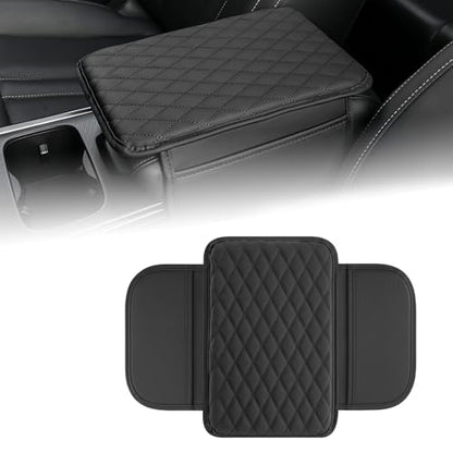 Arm Rest Cover for Car, Leather Padding Center Console Cover with 2 Storage Bags, Reduces Elbow Pressure Vehicle Armrest Protector, Thick Armrest Cushion for Car, SUV, Sedan, Truck, Black