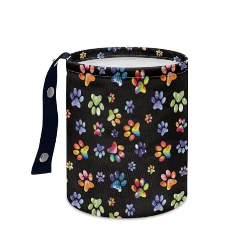 Colorful Paws Car Rubbish Bag Can Reusable Hanging Auto Garbage Organization Can Bin with Adjustable Strap for Camping - color: Colorful Paws
