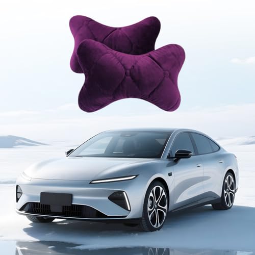 2PCS Car Headrest Pillow, Comfortable Ergonomic Design Vehicle Seat Neck Pillow for Driving Fatigue Relief, Soft Breathable Automotive Interior Head Rest Cushion Pad, Universal Fit (Purple) - color: Purple
