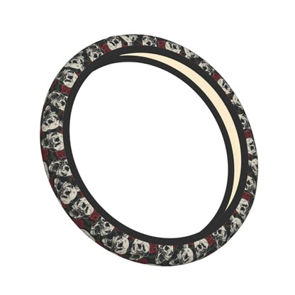 Skull Rose Flower Car Steering Wheel Cover,Non-Slip Elastic Neoprene-Sweat Car Accessories,Universal 15 Inch Fit Auto, Vans Trucks,Suvs, Truck - color: Skull Rose