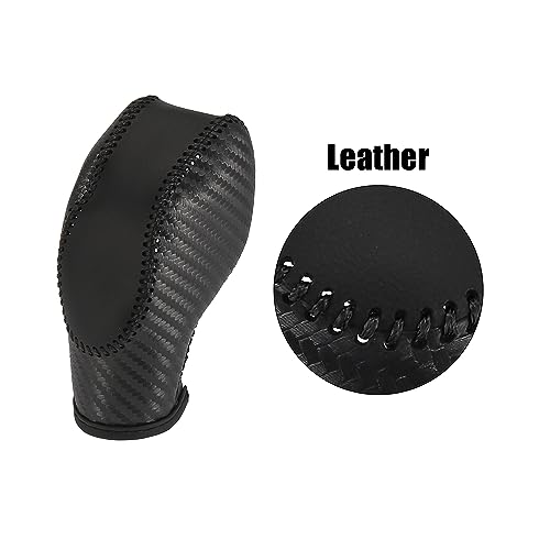 X AUTOHAUX Car Faux Leather Gear Shift Knob Cover for Ford Focus Escape Fusion Fiesta Transit Van Carbon Fiber Pattern Black