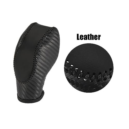X AUTOHAUX Car Faux Leather Gear Shift Knob Cover for Ford Focus Escape Fusion Fiesta Transit Van Carbon Fiber Pattern Black