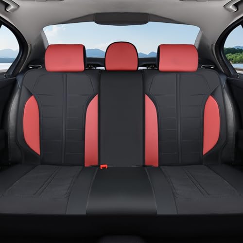 Coverado Seat Cover, Car Seat Cover Rear Seats, 3D Air Mesh Breathable Seat Protectors Sports Carbon Fiber Design Airbag Compatible Comfort Universal for Most Cars, Van,Trucks, SUV, Black&Wine - color: Black&Wine, size: Rear