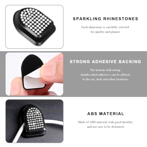 4 PCS Bling Car Mini Hooks, Cute Rhinestone Adhesive Back Seat Auto Hangers, Multifunctional Crystal Hanging Storage Hook for Vehicle Dashboard Wall Hat Coat Towel Key (White) - color: White
