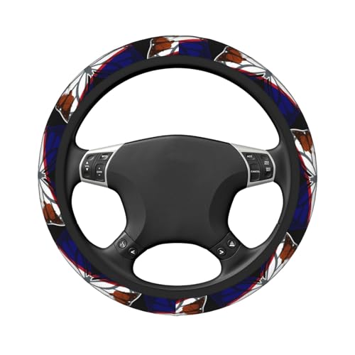 Butterfly American Samoan Flag Breathable Neoprene Steering Wheel Cover - Anti-Slip Floral Design Universal Fit for Cars/Trucks/Suvs (14.5"-15" Inch) - color: Butterfly American Samoan Flag