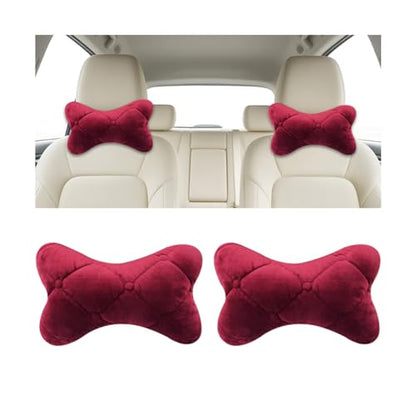 2PCS Car Headrest Pillow, Comfortable Ergonomic Design Vehicle Seat Neck Pillow for Driving Fatigue Relief, Soft Breathable Automotive Interior Head Rest Cushion Pad, Universal Fit (Wine Red) - color: Wine Red