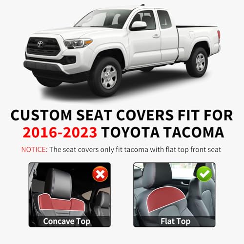 Truckiipa Tacoma Leather Car Seat Covers Full Set Truck Seat Covers Cushion Fit for 2016-2023 Toyota Tacoma Double Crew Cab, Full Set, Black - color: Full Set/Black, size: Tacoma 2016-2023