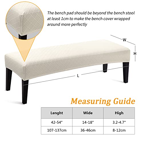 Fuloon Stretch Jacquard Dining Bench Cover - Anti-Dust Removable Bench Slipcover Washable Seat Cushion Protector for Bedroom, Kitchen, Hotel, Banquet (Beige) - color: Beige