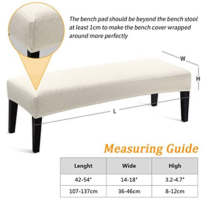 Fuloon Stretch Jacquard Dining Bench Cover - Anti-Dust Removable Bench Slipcover Washable Seat Cushion Protector for Bedroom, Kitchen, Hotel, Banquet (Beige) - color: Beige
