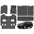 GINOWY- Floor Mats & Cargo Liner for Chevy Tahoe 2015-2020 & GMC Yukon (Only Bucket Seat), TPE All Weather Tahoe Car Floor Mats, Non-Slip Backrest Mat Waterproof Floor Liners Accessories Black - style: 5) for Chevy Tahoe 2015-2020 Full Set with backrest m