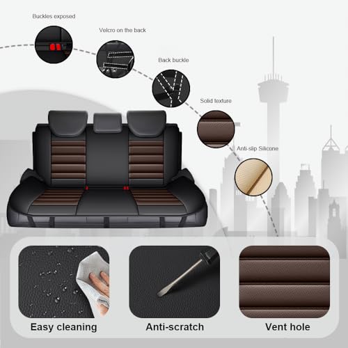 Car Seat Cover for Ascent Seat Covers for Cars 2004-2026,Leather Waterproof Car Seat Covers Full Set,All Weather Tech Car Seat Protector,7 Seats Black Coffee
