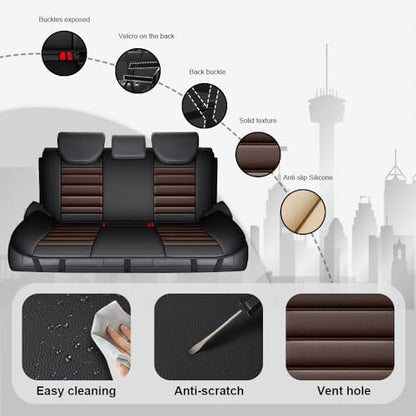 Car Seat Cover for Ascent Seat Covers for Cars 2004-2026,Leather Waterproof Car Seat Covers Full Set,All Weather Tech Car Seat Protector,7 Seats Black Coffee