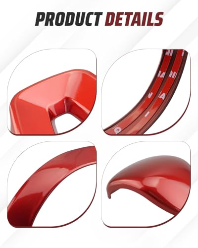 Steering Wheel Gear Shift Cover Fit for Kia Forte Cerato K3 2019 2020 2021 2022 2023 2024, Red ABS Interior Decoration