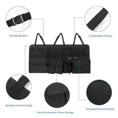 Car Trunk Organizer, Upgraded Version Expand Space Hanging Trunk Organizer with Adjustable Straps, Collapsible Waterproof Suv Trunk Organizers, Sturdy Space Saver Frees for SUV, Truck
