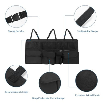 Car Trunk Organizer, Upgraded Version Expand Space Hanging Trunk Organizer with Adjustable Straps, Collapsible Waterproof Suv Trunk Organizers, Sturdy Space Saver Frees for SUV, Truck
