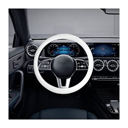 Car Silicone Steering Wheel Cover, Soft Anti-Slip Auto Steering Wheel Protector Fit 14 Inch, Universal Vehicle Interior Accessories for Cars, SUVs, Trucks, and Vans (White) - style: White