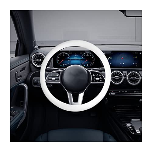 Car Silicone Steering Wheel Cover, Soft Anti-Slip Auto Steering Wheel Protector Fit 14 Inch, Universal Vehicle Interior Accessories for Cars, SUVs, Trucks, and Vans (White) - style: White