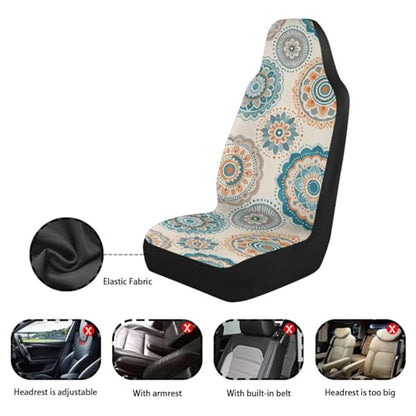 INSTANTARTS Boho Mandala Front Car Seat Covers Breathable Automotive Vehicle Seat Cover Auto Interior Accessories Fit for Most Cars SUV - color: Boho Mandala