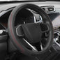 Auto Dynasty Car Steering Wheel Cover, Microfiber Leather Steering Wheel Covers Protector with Anti-Slip Inner Lining, Universal 14.5 to 15 Inch Car Interior Accessories, Black/Red Contrast Stitching - color: Stitched Red C