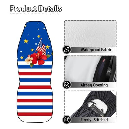 American Flag Printed 2 Piece Front Car Seat Covers, 250th Anniversary Soft Breathable Car Front Seat Covers Waterproof, Airbag Compatible, Universal Fits for SUV - color: Blue and Red - American Flag 250th Anniversary