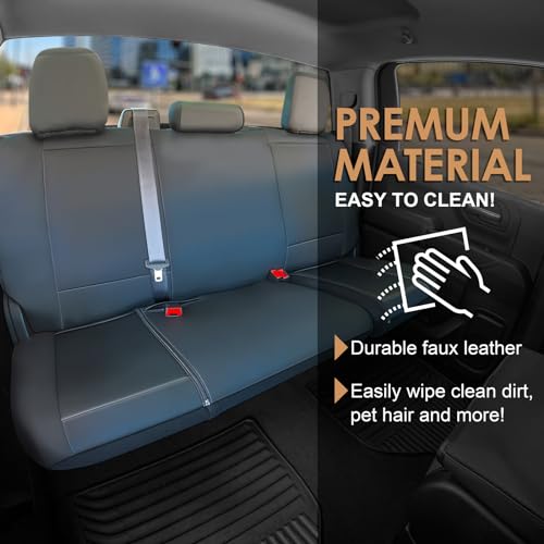 Universal Truck Bench Seat Cover; Fits All Full-Size Silverado F-150 Ram Sierra Titan Tundra Pickup Trucks; to Fit Folding, Split Bench or Standard Bench Seat; Faux Leather, Black