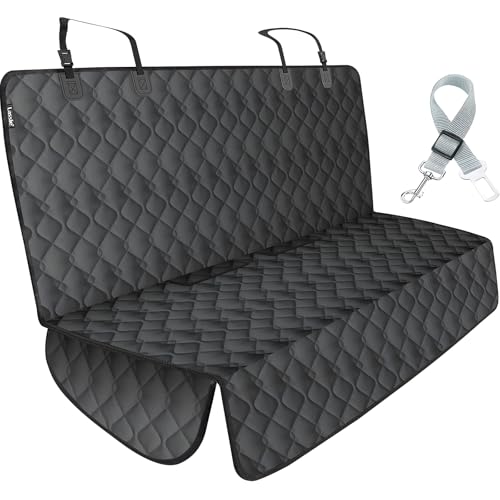 Lassie Truck Back Seat Cover for Dogs with Safety Belt, Truck Bench Seat Cover Compatible with Ford F-Series, F150 /Chevrolet Silverado 1500, Colorado/Ram 1500 Pick Up/GMC Sierra/Toyota Tundra and etc - color: Black, size: X-Large(60"W x 50"L)