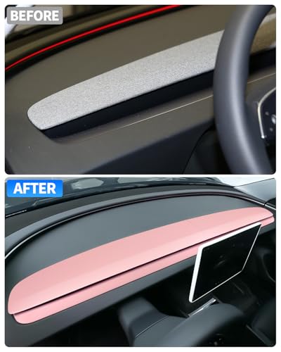 Dashbooard Cover 4pcs ABS Dashboard Panel Trim Cover Compatible with Tesla Model Y Juniper 2025 2026 (Matte Pink)