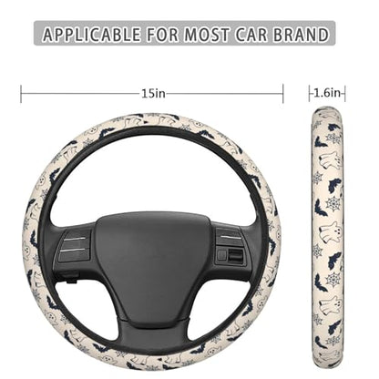 Cute Black Ghost Bats Spider Webs Steering Wheel Cover for Women Men, Non-Slip Steering Wheel Protector Car Wheel Covers, Universal 15 Inch Fit for Auto, Suvs, Truck - color: Cute Black Ghost Bats Spider Webs