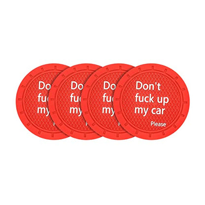 Car Cup Coaster, 4Pcs 2.75 Inch Auto Cup Holder Insert Coasters, Non-Slip Waterproof Embedded Drink Mat, Automotive Interior Accessories for Men and Women (D Red/4PCS) - color: D Red/4PCS