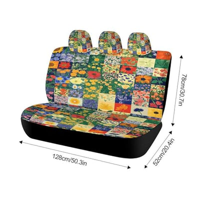 Floral Patchwork Quilt Universal Car Seat Cover Automotive Seat Covers Compatible Universal Fit for SUV Van Trucks - size: Rearseat128x78x52cm