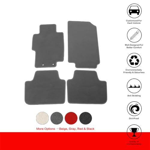 IKON MOTORSPORTS, Floor Mat Compatible with 2004-2008 Acura TSX, Factory Fitment Gray/Grey Nylon Front & Rear Car Floor Mats Liner Carpets Replacement 4PCS, 2005 2006 2007