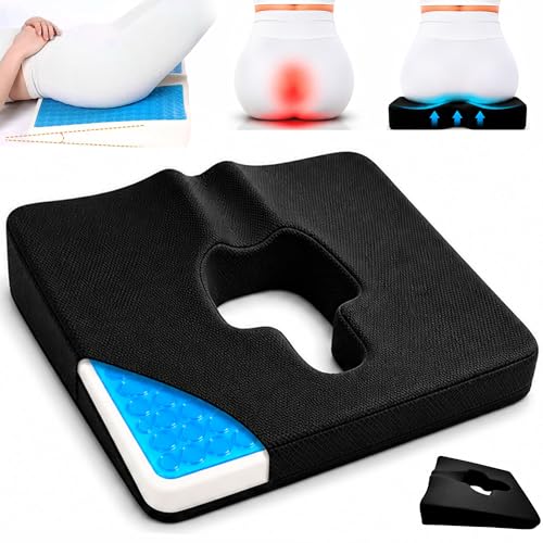 Gel Wheelchair Seat Cushion,Bed Sore Cushions for Butt,Gel Cushion for Pressure Relief,Donut Pillow for tailbone pain relief,Coccyx,hemorrhoid Pillow,Cushion for Office Chair18"Lx15"Wx3"H(BLACK) - color: Black
