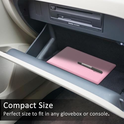 FINPAC Car Registration and Insurance Card Holder, Vehicle Glove Box Card Organizer Wallet Automobile Accessories for License - color: Pink