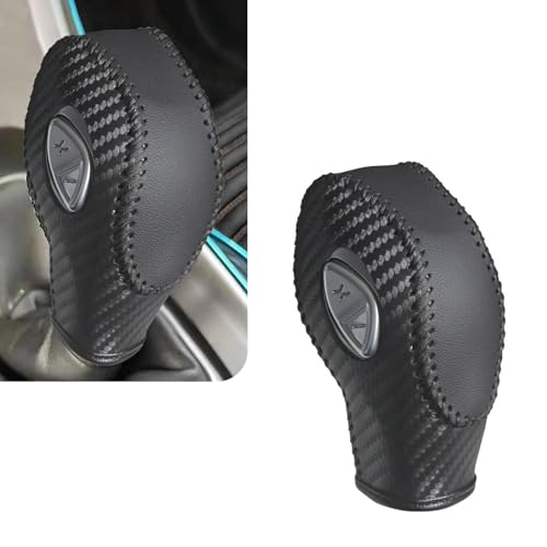 Car Gear Shift Cover, Genuine Leather Gear Knob Protector, Anti-Scratch Anti-Aging Shifter Cover, Compatible with Ford Focus Fiesta Fusion Escape (Black) - color: Black
