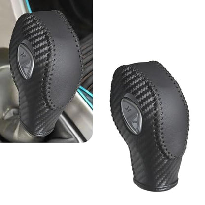 Car Gear Shift Cover, Genuine Leather Gear Knob Protector, Anti-Scratch Anti-Aging Shifter Cover, Compatible with Ford Focus Fiesta Fusion Escape (Black) - color: Black