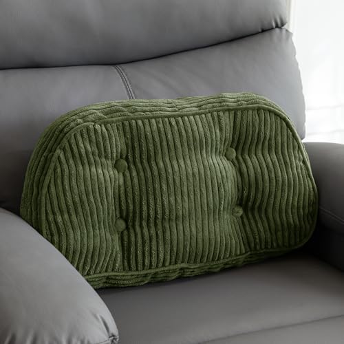 HIGOGOGO Lumbar Support Pillow for Recliner Chair/Accent Chair/Couch/Office Chair, Tufted Corduroy Back Support Cushion for Elderly, Recliner Cushions for Back Rest, Pain Relief, Reading, Dark Green - color: Dark Green