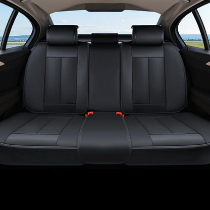 Coverado Car Seat Covers, Back Seat Cover, 3-Pieces Black Rear Car Seat Covers, Waterproof Car Seat Cushion, Car Seat Protector, Leather Seat Cover Seat Protector Universal Fit Most Cars - color: Black