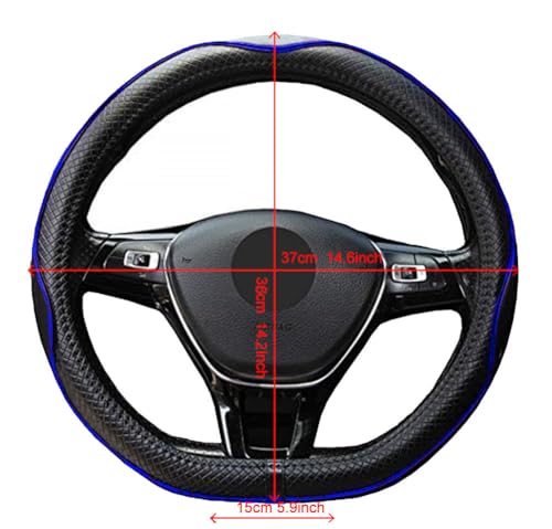 Mayco Bell Flat Bottom Steering Wheel Cover Anti-Slip,Safety,Soft,Breathable,Durable,Full Surround,Comfortable Grip Microfiber Leather (D Shape, Black Dark Blue) - color: Black Dark Blue, size: D Shape