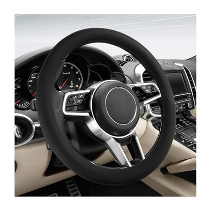 DXNQ Car Steering Wheel Cover, 13 to 14.17 inches Anti-Slip Silicone Steering Wheel Protector, Soft Flexible Shock-Absorbent Steering Wheel Protective Cover for Most Car Models (Black) - color: Black