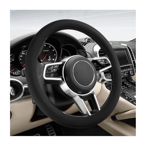 DXNQ Car Steering Wheel Cover, 13 to 14.17 inches Anti-Slip Silicone Steering Wheel Protector, Soft Flexible Shock-Absorbent Steering Wheel Protective Cover for Most Car Models (Black) - color: Black