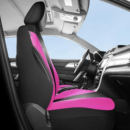 HChengkikz Car Seat Covers Front Seat, Waterproof Neoprene Car Seat Covers, Airbag Compatible, All Season Protection Universal Fit Most Cars, Trucks, SUVs (Black + Pink) - color: Black Pink, size: Two Front