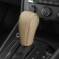 Gear Shift Knob Cover PU Leather Car Stick Shift Knob Cover Universal Fit for Most Cars, Non-Slip Gear Shifter Protector, Stylish Gear Shift Hoodie (Beige) - color: Beige