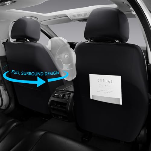 Full Coverage Leather Car Seat Covers,Waterproof Seat Covers for Cars,SUVs Pick-up Truck, Car Seat Cushion,Car Seat Protector,Front Seat Cover,Black Seat Cover with 2 Seats
