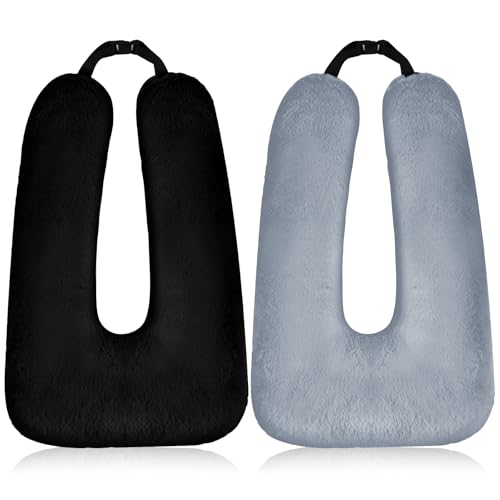 Barydat 2 Pcs Car Travel Pillow for the Back Seat 28 x 18 in Sleeping Reading Pillows for Distance Travel Car Cushion for Kids Adults Head and Body Support U Shaped Pad(Gray, Black) - color: Gray, Black