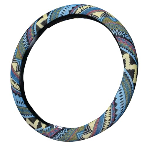 Ethnic Style Coarse Flax Cloth Automotive Steering Wheel Cover Anti Slip and Sweat Absorption Auto Car Wrap Cover (L, 14.5''-15'') - color: L, size: 14.5 - 15 inches