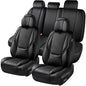 CAR PASS Nappa Leather Car Seat Covers 5 Seat, Luxury Lumbar Support, Waterproof Breathable Durable All Coverage Leatherette Seat Covers for SUVs,Pickups,Trucks,Vehicles (Full Set Solid Black) - color: Black