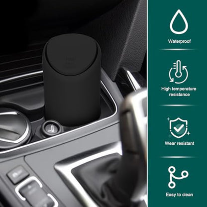 Eratus Pack-1 Car Trash Can, 6.2" x 2.5" Silicone Noiseless Environmentally Friendly Waterproof Storage Bin, Odor Isolation Detachable Cleanable Cup Holder Trash Can, Universal for Cars (Black)